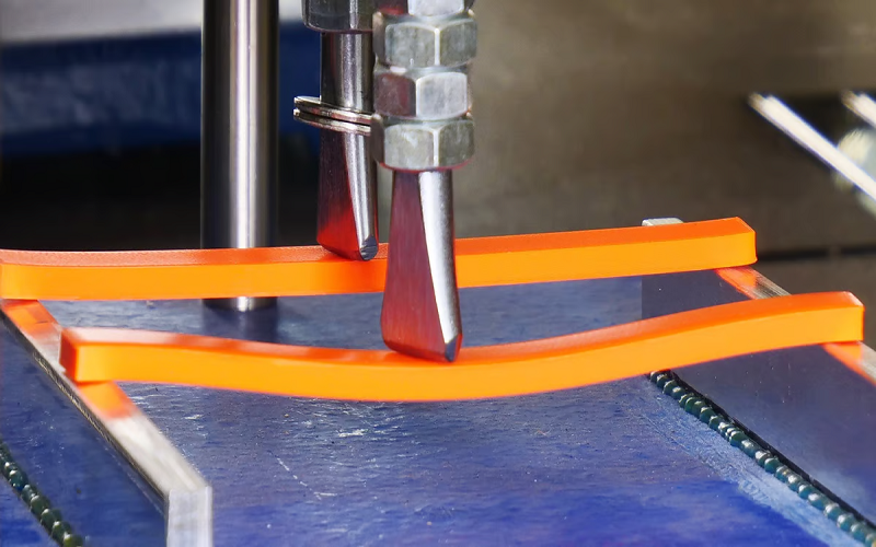 Bilden visar PLA och PETG som har olika styvheter.