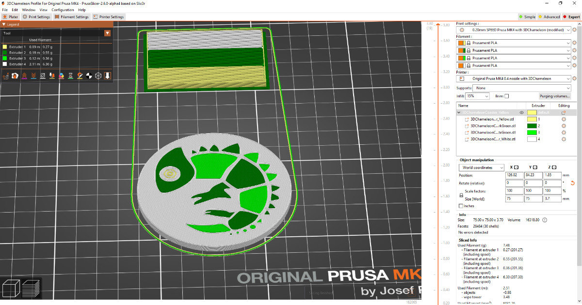 Visar en skärmdump på Prusa Slicer mjukvara.